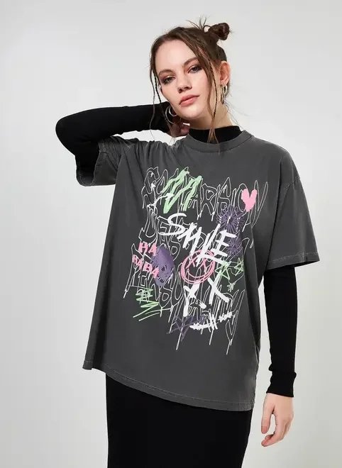 camiseta oversized estonada grafite camiseta oversized estonada grafite