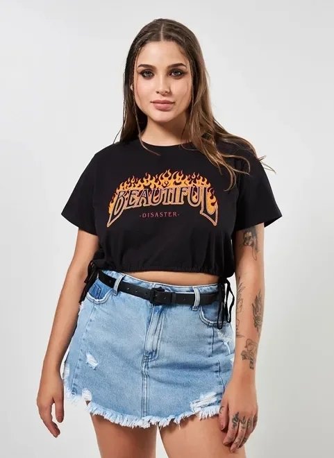 blusa cropped amarração na barra fogo blusa cropped amarração na barra fogo