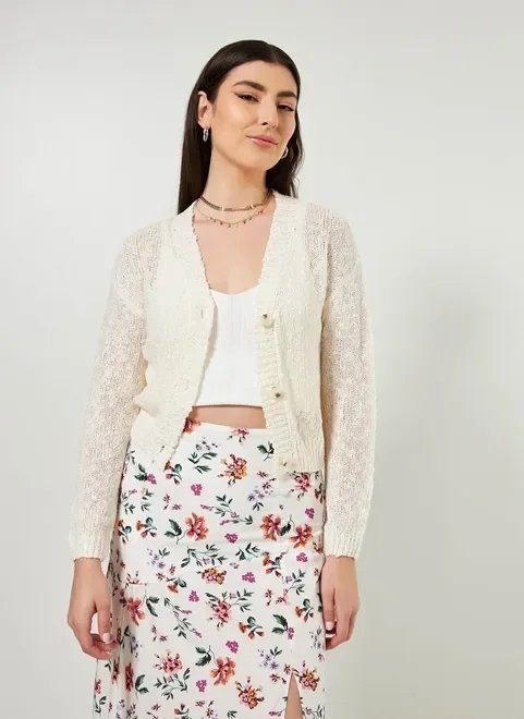 cardigan off-white rústico cardigan off-white rústico