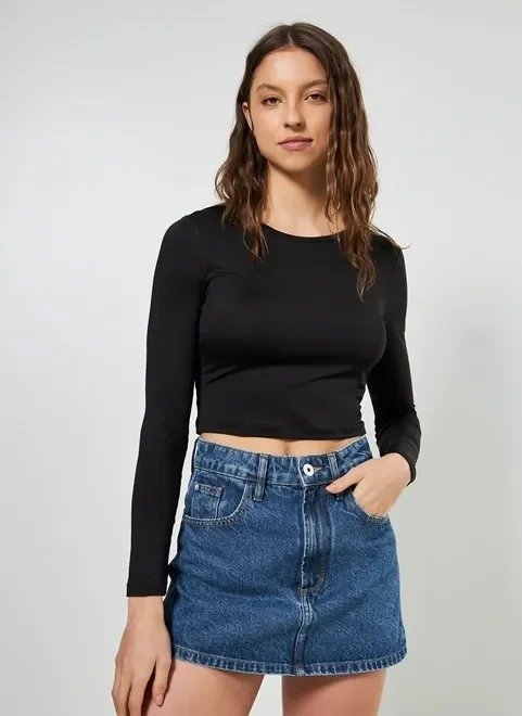 blusa de manga longa lisa blusa de manga longa lisa