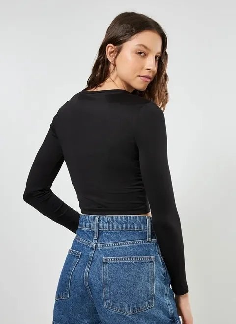 blusa de manga longa lisa blusa de manga longa lisa