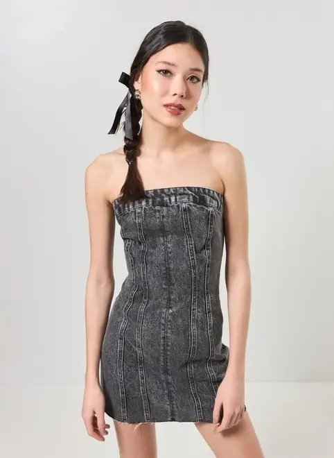 vestido jeans sem alça vestido jeans sem alça