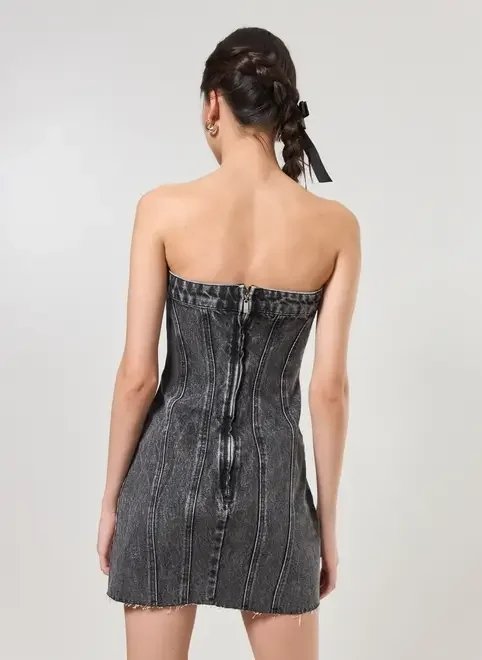 vestido jeans sem alça vestido jeans sem alça