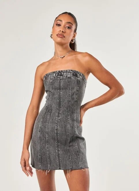 vestido jeans sem alça vestido jeans sem alça