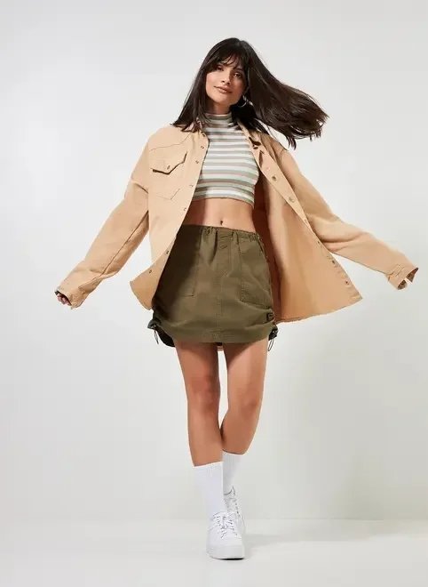 saia parachute verde militar saia parachute verde militar