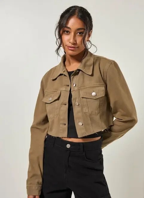 jaqueta de sarja cropped jaqueta de sarja cropped