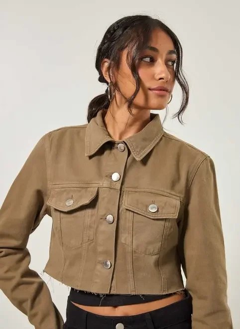 jaqueta de sarja cropped jaqueta de sarja cropped