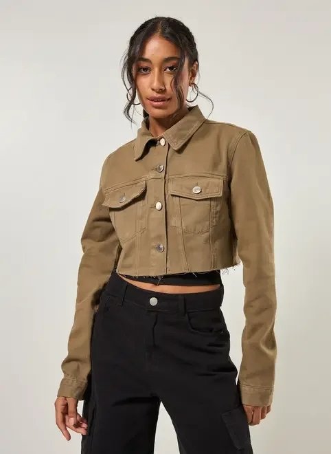 jaqueta de sarja cropped jaqueta de sarja cropped