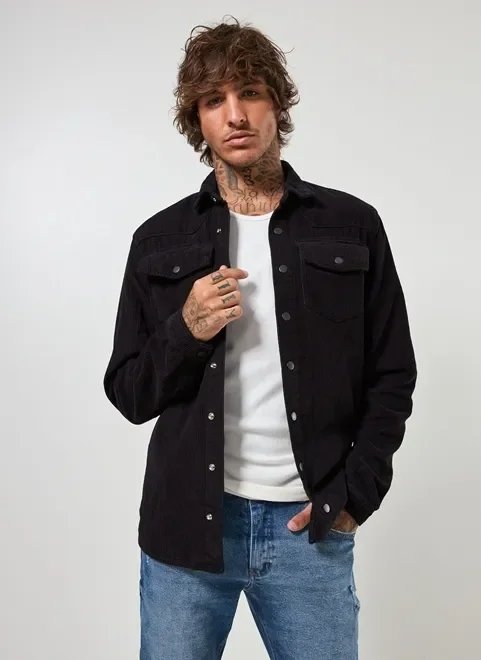 jaqueta estilo camisa em veludo cotelê jaqueta estilo camisa em veludo cotelê