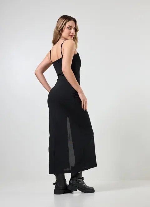 vestido midi com fenda e franzido vestido midi com fenda e franzido