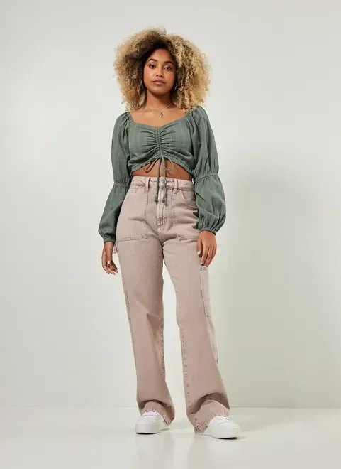cropped manga longa verde militar cropped manga longa verde militar