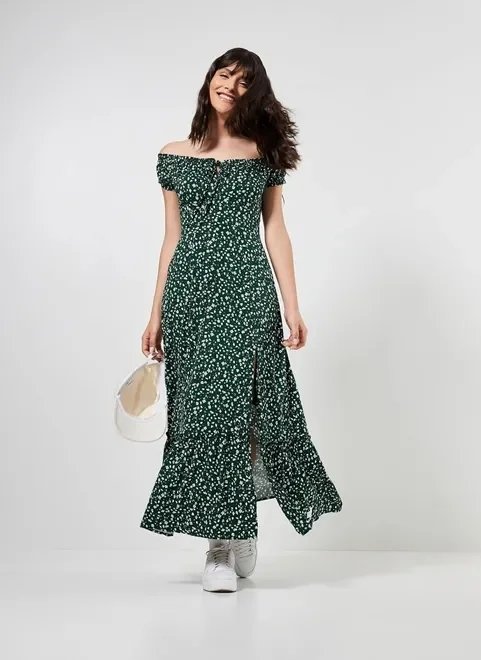 vestido ombro a ombro com fenda vestido ombro a ombro com fenda