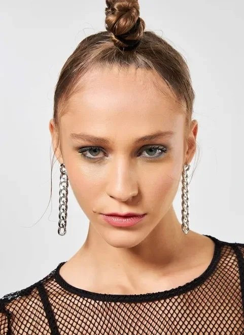 brinco de corrente prateada brinco de corrente prateada