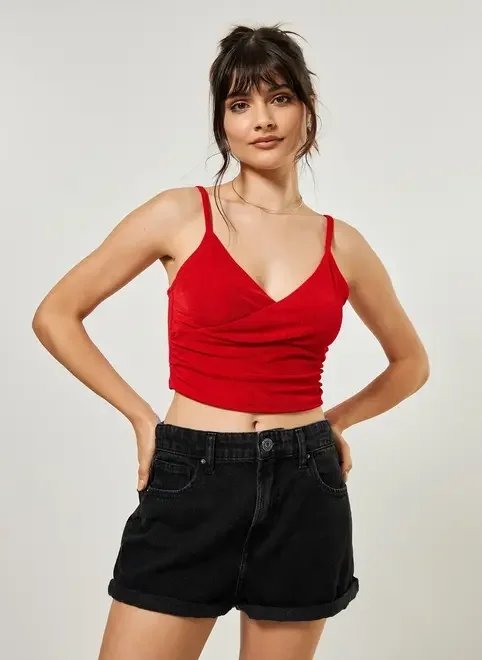 blusa cropped transpassada vermelha blusa cropped transpassada vermelha