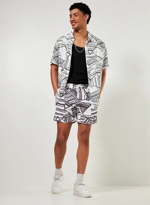 camisa off-white estampa geométrica camisa off-white estampa geométrica