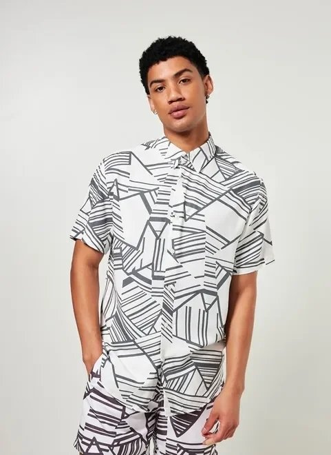 camisa off-white estampa geométrica camisa off-white estampa geométrica