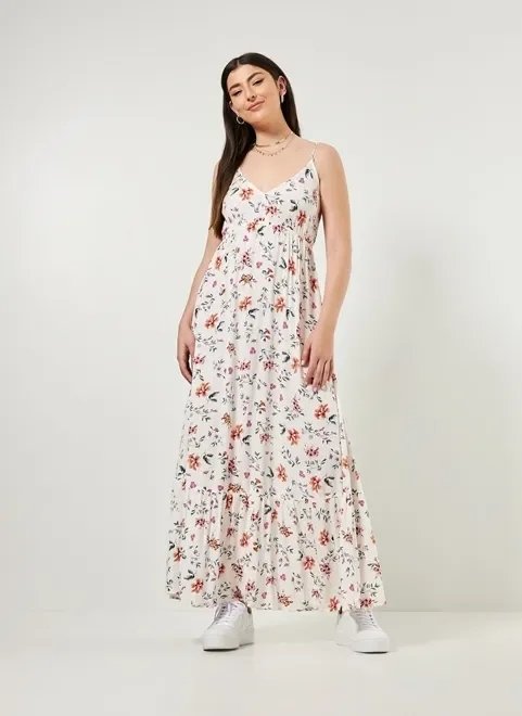 vestido longo off-white floral vestido longo off-white floral