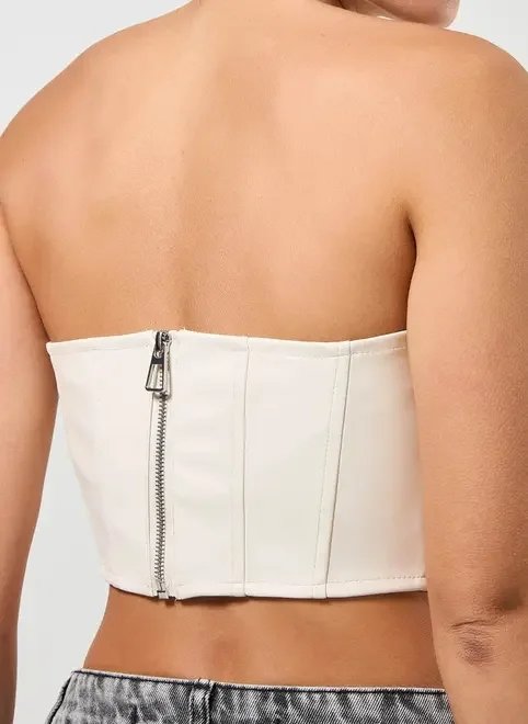 cropped corselet em tecido sintético cropped corselet em tecido sintético