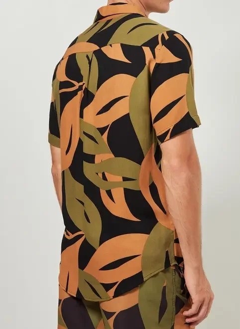 camisa estampada folhagens camisa estampada folhagens