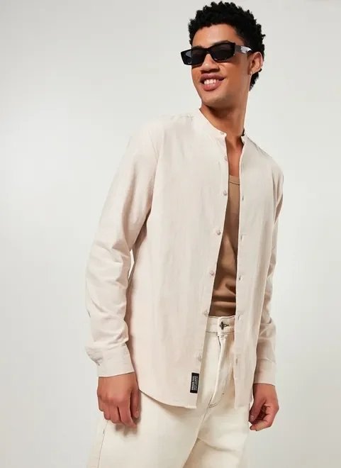 camisa manga longa clara gola padre camisa manga longa clara gola padre