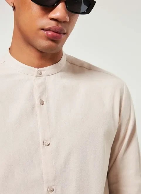 camisa manga longa clara gola padre camisa manga longa clara gola padre