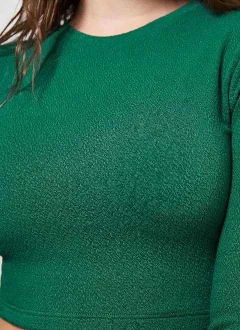 blusa cropped de manga longa malha crepe blusa cropped de manga longa malha crepe