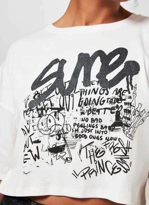 camiseta cropped grafite com brilho camiseta cropped grafite com brilho