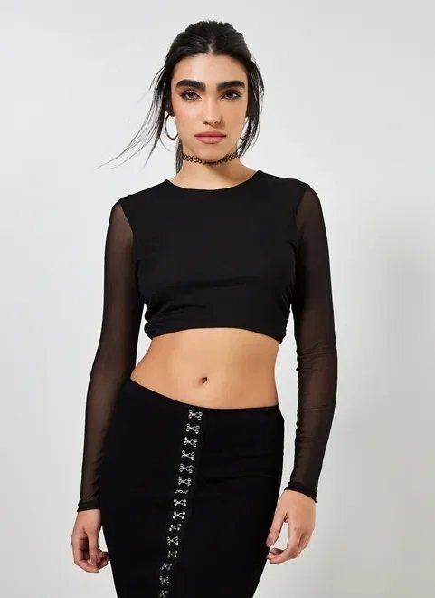 cropped de tule com costas abertas cropped de tule com costas abertas