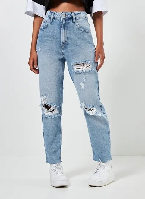 calça mom jeans clara destroyed calça mom jeans clara destroyed
