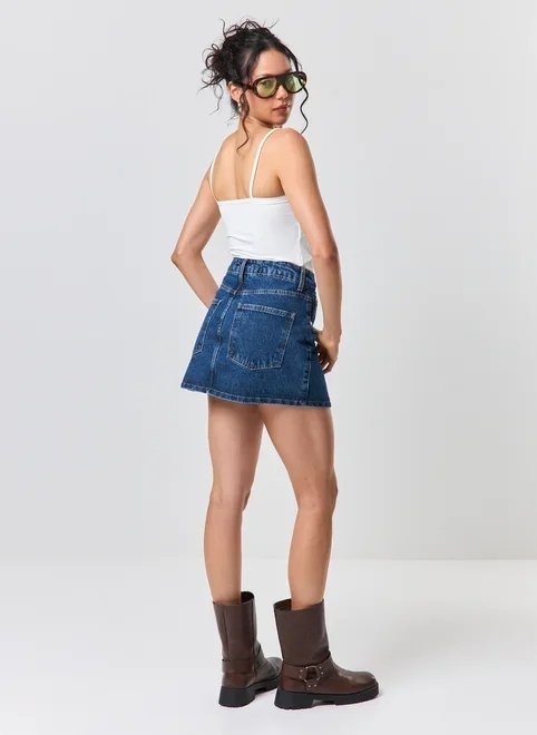 short saia jeans básico short saia jeans básico