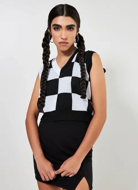 colete quadriculado preto e branco colete quadriculado preto e branco