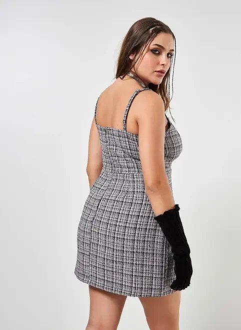 vestido curto tweed vestido curto tweed
