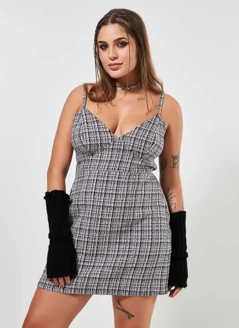 vestido curto tweed vestido curto tweed