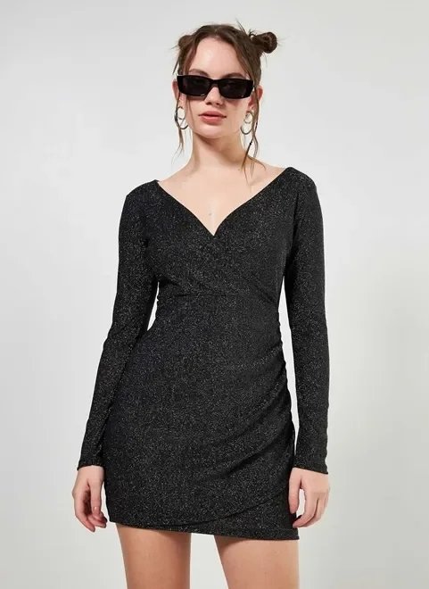 vestido de manga longa brilhoso vestido de manga longa brilhoso