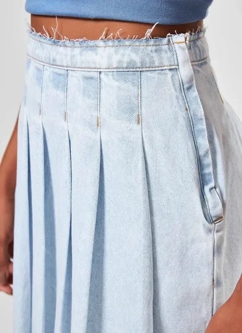 saia jeans clara plissada saia jeans clara plissada