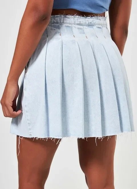 saia jeans clara plissada saia jeans clara plissada