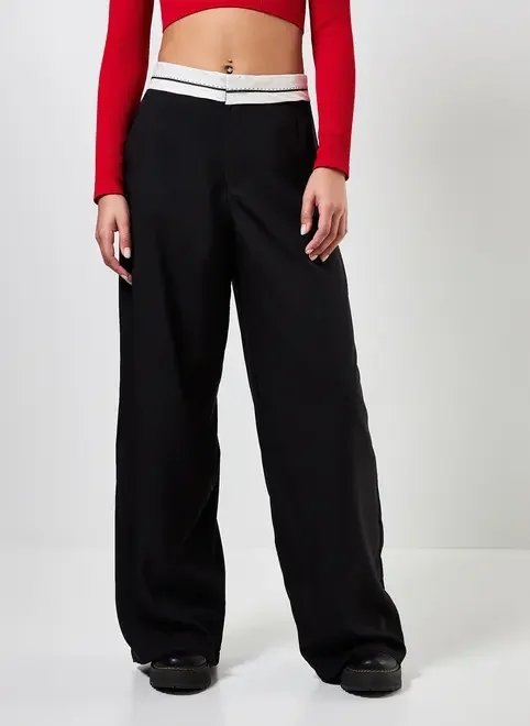 calça de alfaiataria pantalona cós virado calça de alfaiataria pantalona cós virado