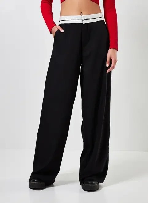 calça de alfaiataria pantalona cós virado calça de alfaiataria pantalona cós virado