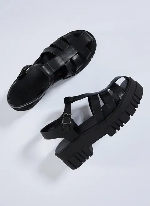 sandália plataforma tratorada com tiras sandália plataforma tratorada com tiras