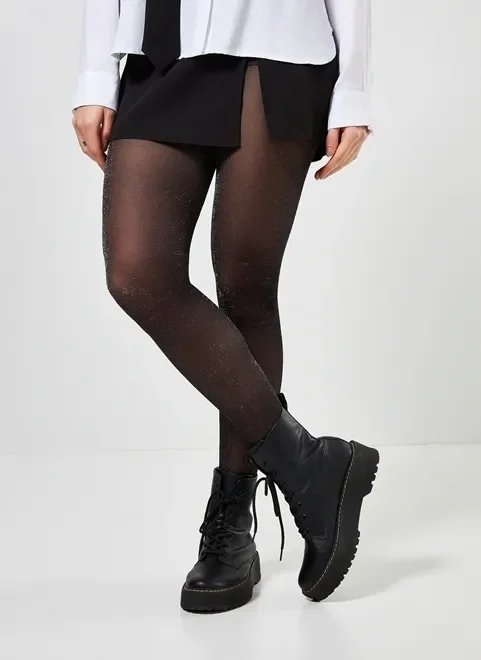 meia calça preta com lurex brilhoso meia calça preta com lurex brilhoso