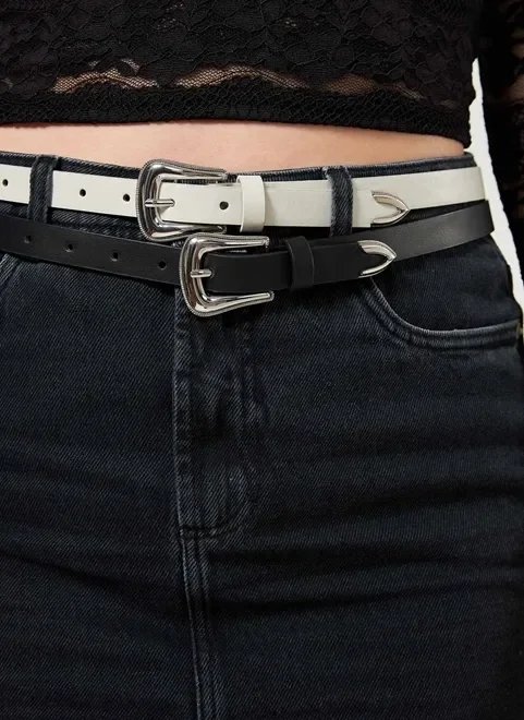 combo de cintos preto e off-white combo de cintos preto e off-white