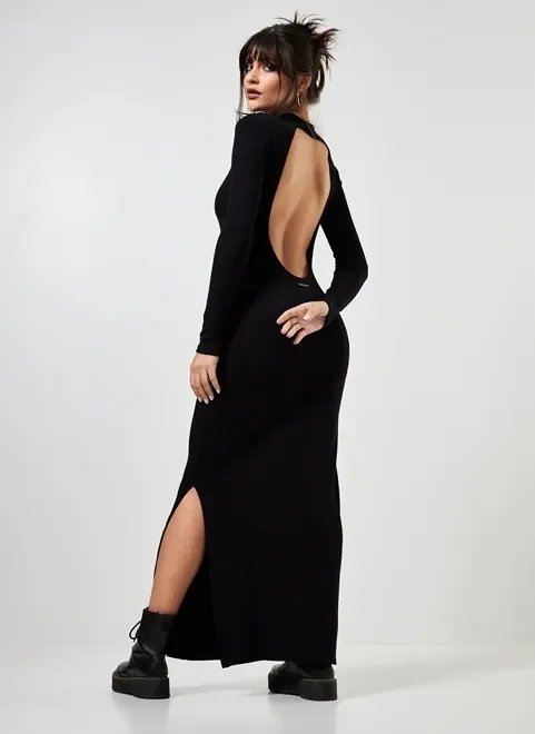 vestido longo preto com costas abertas vestido longo preto com costas abertas