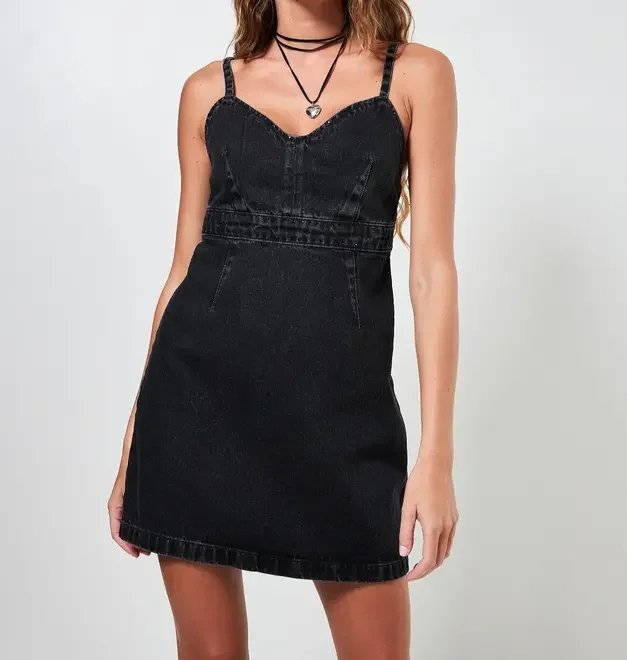 vestido jeans preto vestido jeans preto