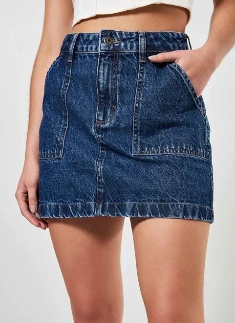 saia utilitária em jeans circular saia utilitária em jeans circular