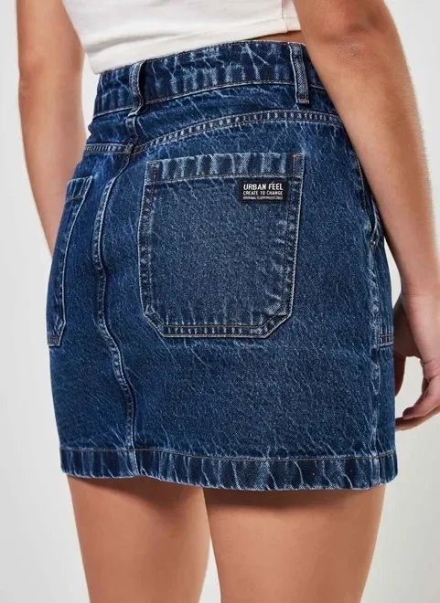 saia utilitária em jeans circular saia utilitária em jeans circular