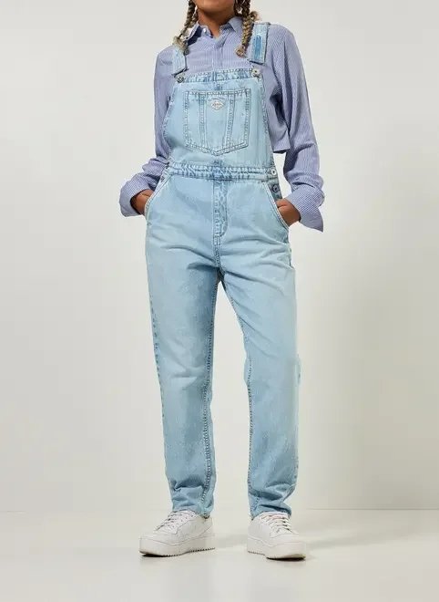 macacão jeans claro macacão jeans claro