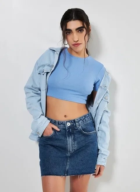 saia em jeans circular saia em jeans circular