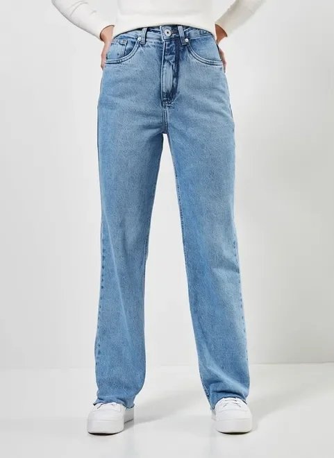 calça wide leg em jeans circular calça wide leg em jeans circular