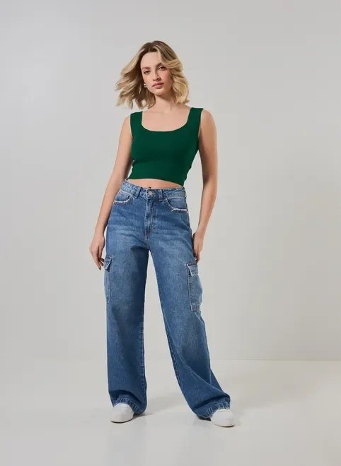 cropped em tricô com alças retas cropped em tricô com alças retas