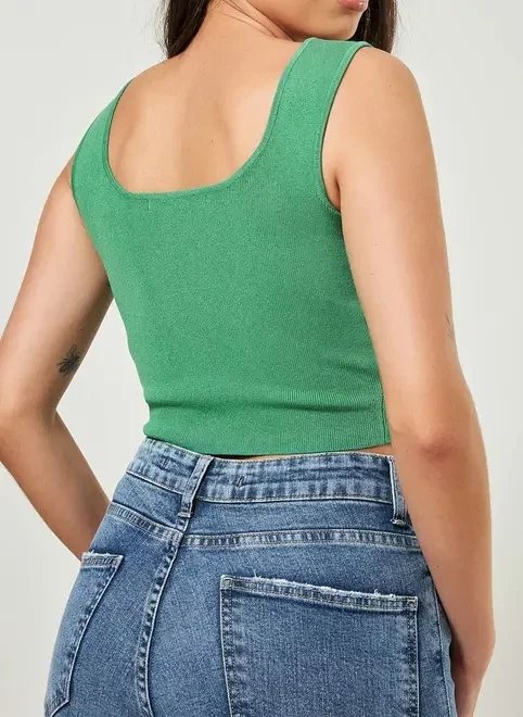 cropped em tricô com alças retas cropped em tricô com alças retas